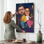 Couple on a Scooter - Own Caricature Painting