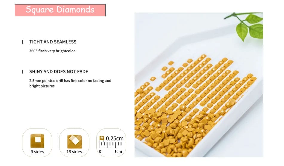 Square Vs. Round Diamond | Which one is Best for Diamond Painting? 2 Square Diamonds