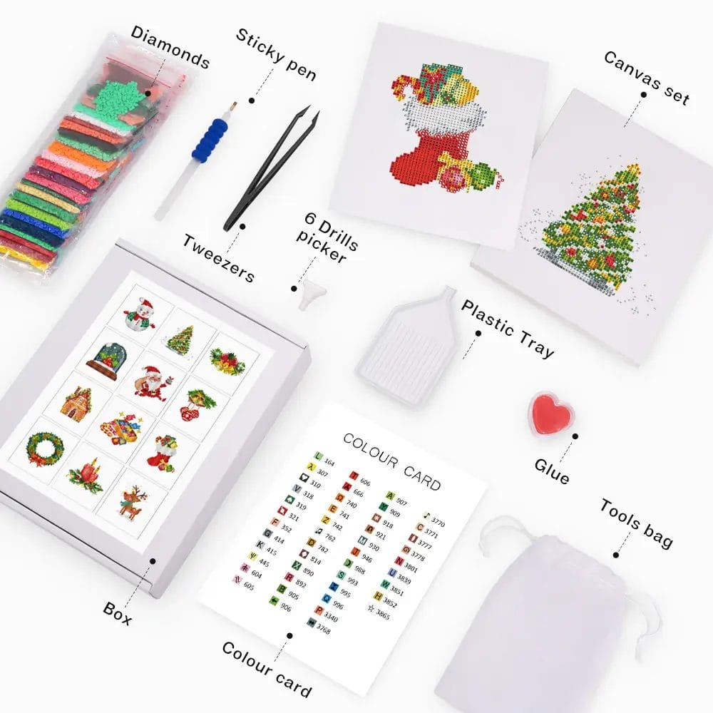 Christmas Mini Diamond Paintings (Pack of 12) 2 Christmas Mini Diamond Paintings (Pack Of 12)